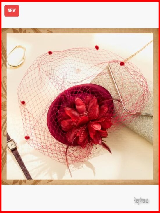 4-Piece Vintage Fascinator Hat Set with Veil and Feathers for Special Occasions main image 5
